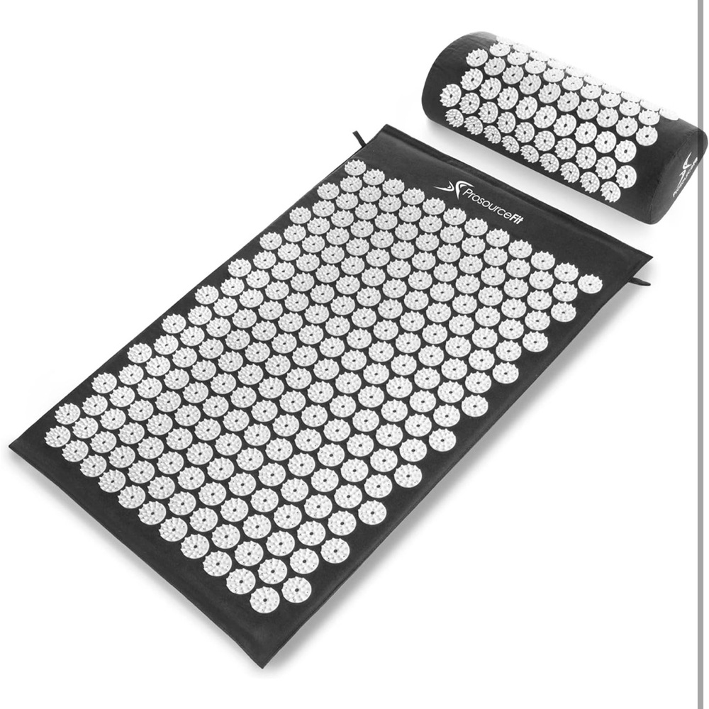 Black Acupressure Mat and Pillow Set